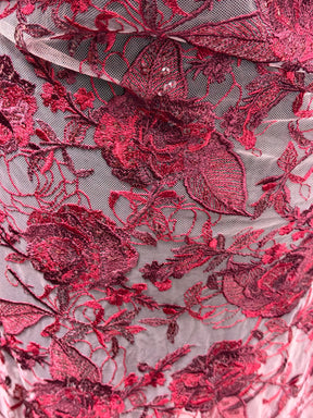Dentelle à sequins brodée couleur vin – EB3059