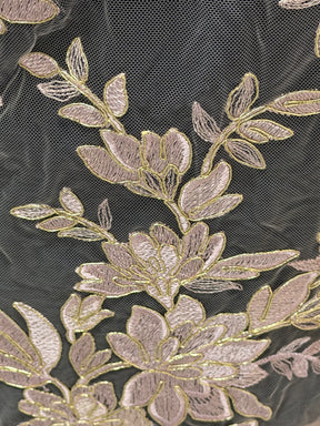 Dentelle Rose Poudré avec Cordonnet Doré - Kylar
