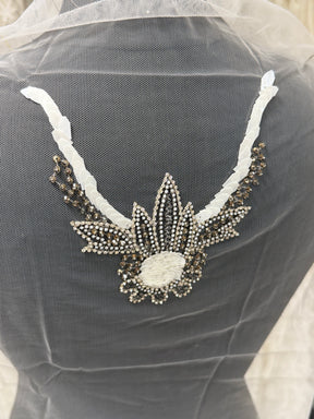 Ivory Beaded Lace Applique - T449