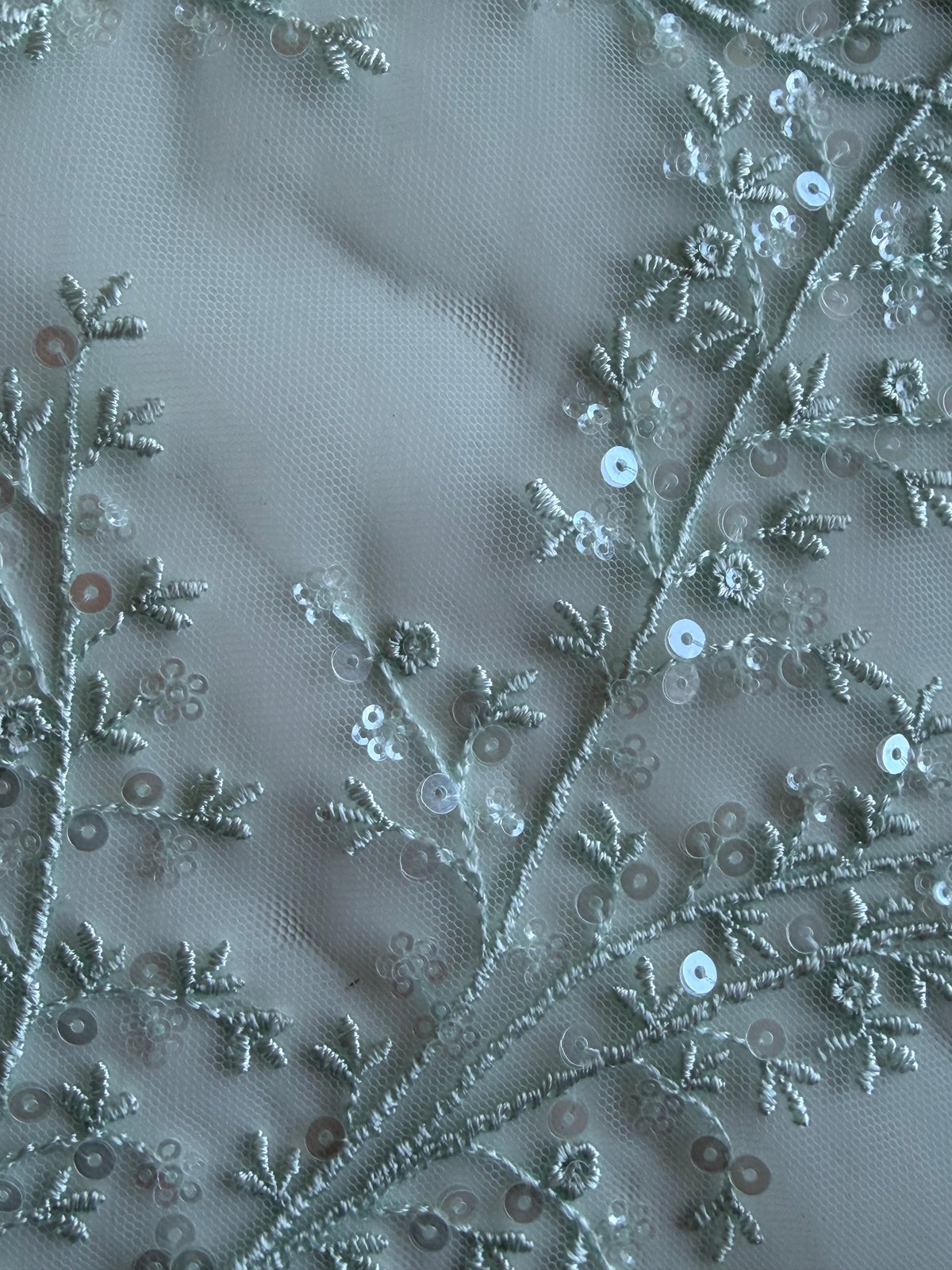 Dentelle à paillettes vert clair - EB3065