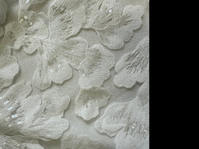Dentelle Florale à Paillettes Ivoire - Amity