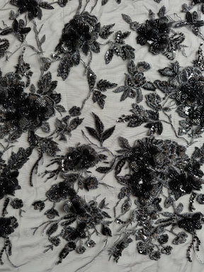 Dentelle brodée noire et argentée - Aretha