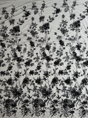 Dentelle brodée noire et argentée - Aretha