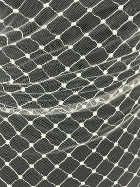 Ivory Embroidered Lattice Lace - Quadira