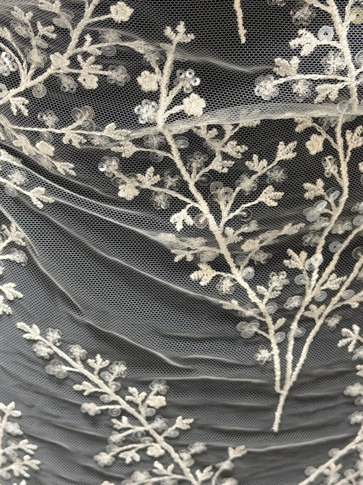 Dentelle à paillettes ivoire - EB3065