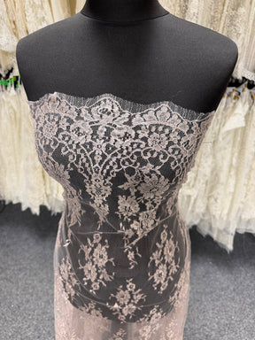 Dentelle Métallisée Française Rose Poudré - LA2003