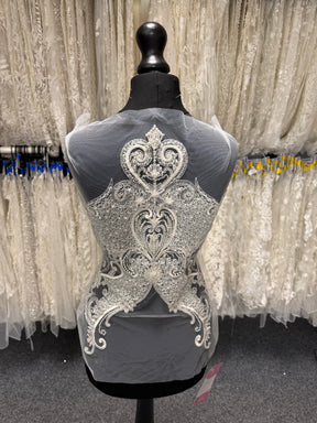 Ivory Beaded Lace Applique - MT3002