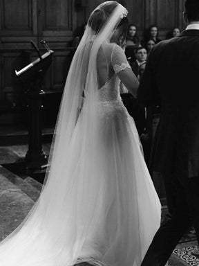 Tulle de mariée blanc en soie pour voiles - Baritone
