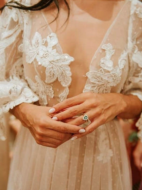 Dentelle Brodée Champagne - Sable