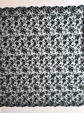 Velours Vert Chasseur Broderie Dentelle - Madina