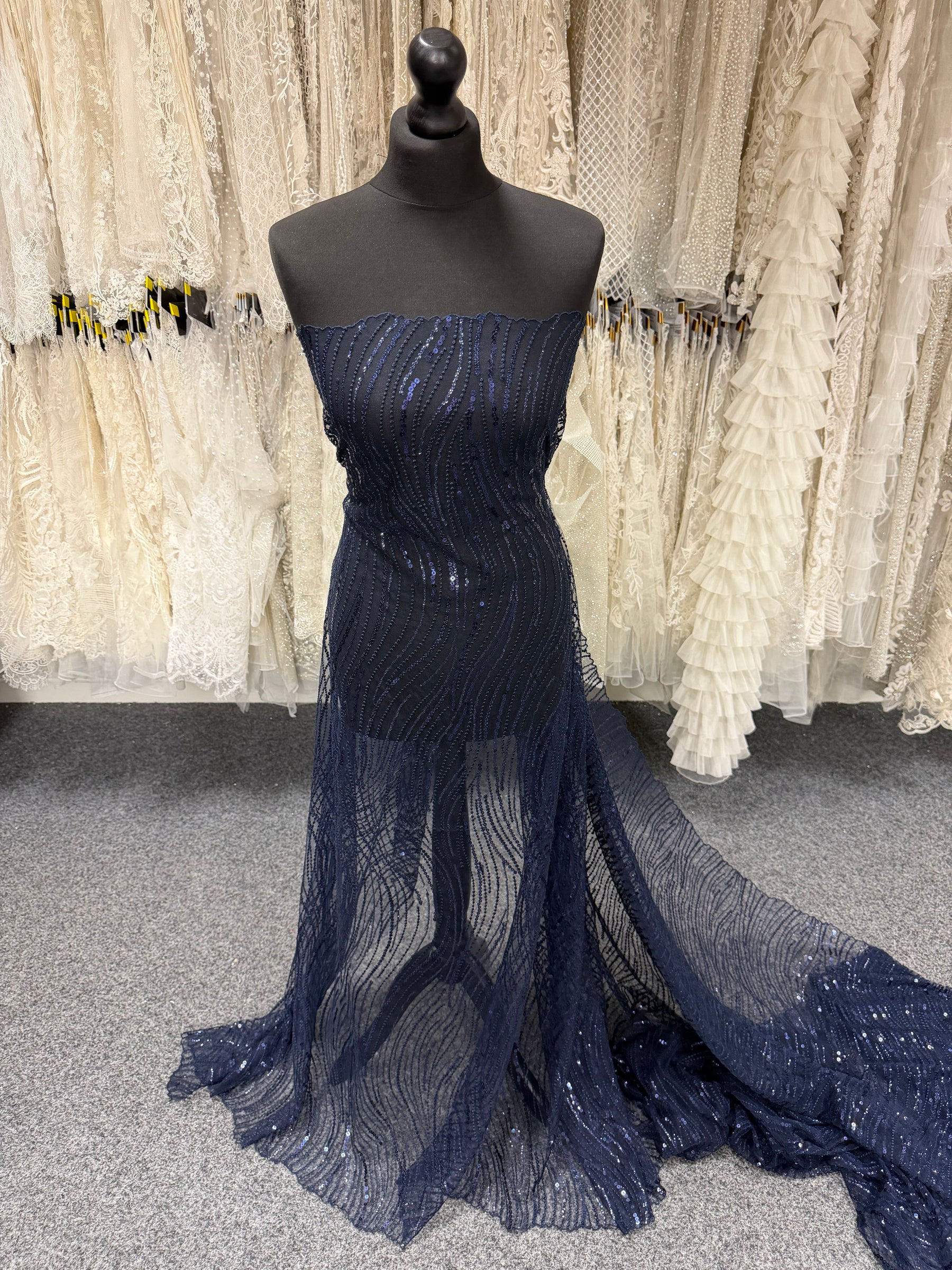 Dentelle à paillettes bleu marine - EB3011