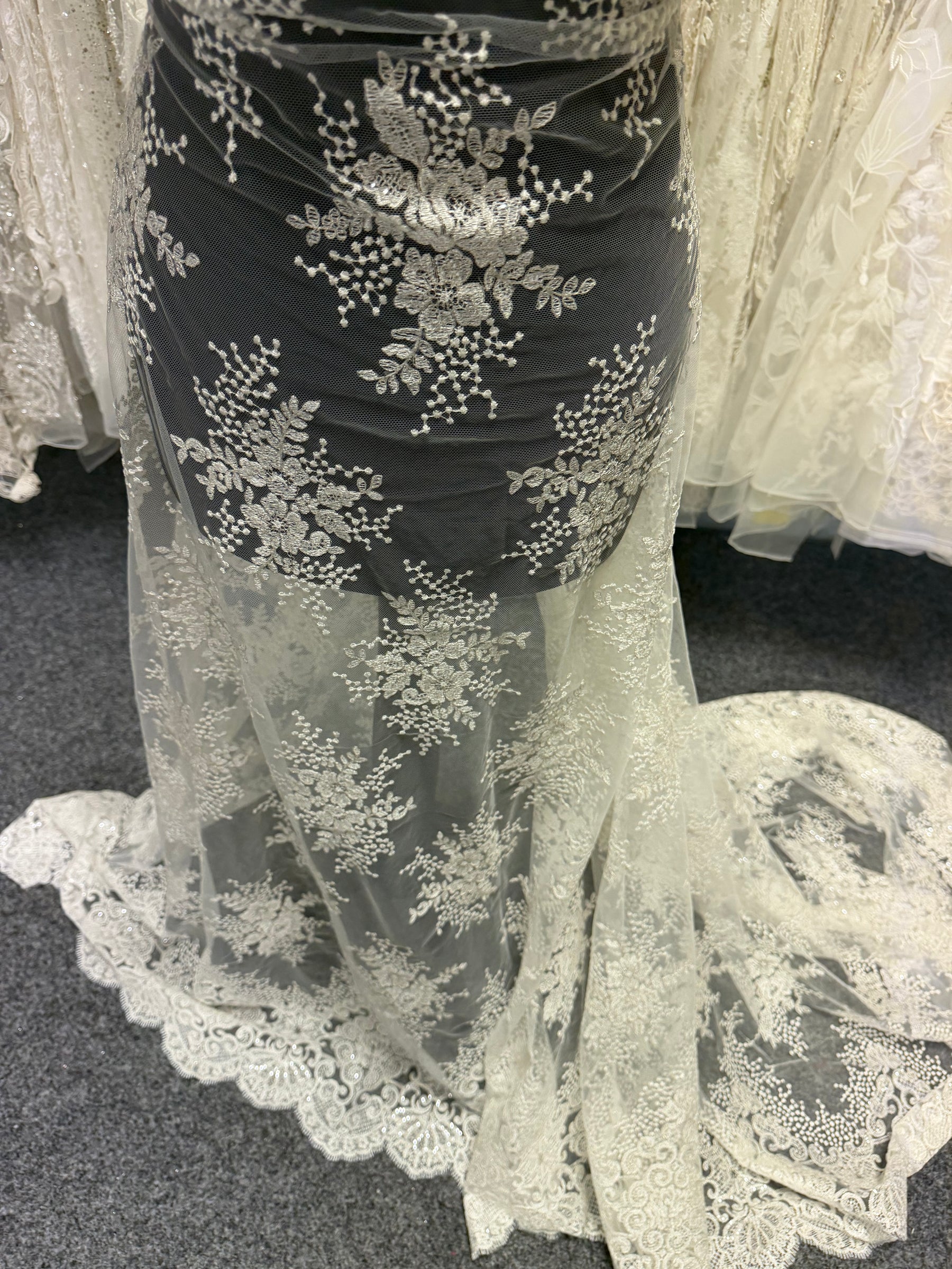 Dentelle brodée de sequins ivoire - EB3034