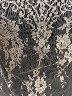 Dentelle Métallisée Française Rose Poudré - LA2003