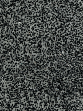 Tulle noir brodé de perles - EB1012