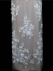 Tulle brodé de perles ivoire/multicolore - EB1016