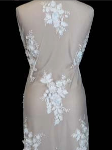 Tulle brodé de perles ivoire/multicolore - EB1016