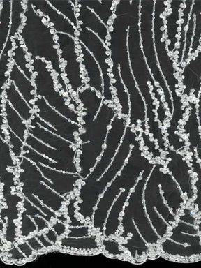 Tulle brodé de perles ivoire - EB1018