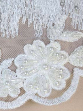 Tulle brodé de perles ivoire - EB1019