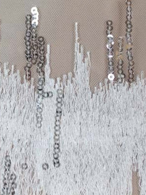 Tulle brodé de perles ivoire - EB1019