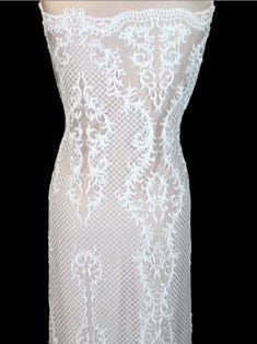 Tulle brodé de perles ivoire - EB1020