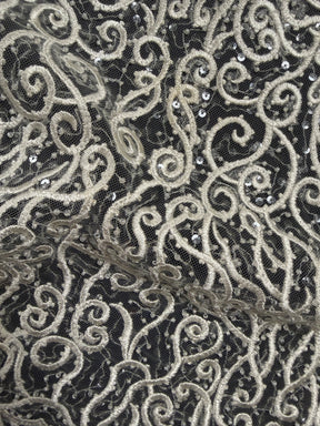 Tulle brodé de perles ivoire - EB1025