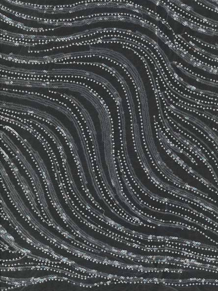 Tulle brodé de perles ivoire - EB1028