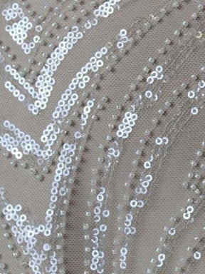Tulle brodé de perles ivoire - EB1028