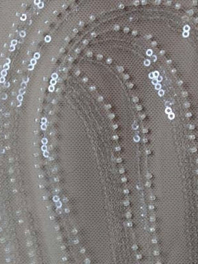 Tulle brodé de perles ivoire - EB1028