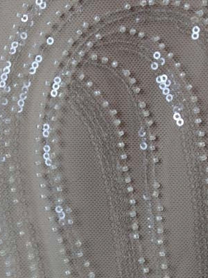 Tulle brodé de perles ivoire - EB1028
