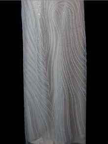 Tulle brodé de perles ivoire - EB1028