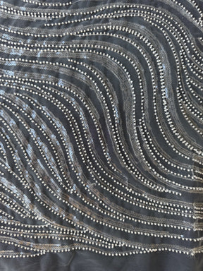 Tulle brodé de perles ivoire - EB1028