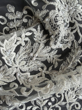 Dentelle perlée ivoire - EB1031