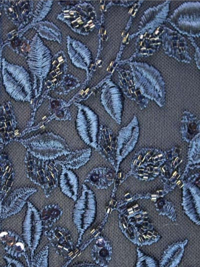 Tulle bleu marine brodé de perles - EB1058