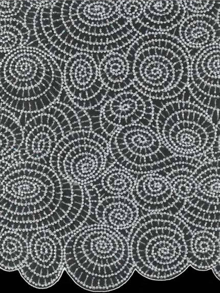 Tulle brodé de perles ivoire - EB1060