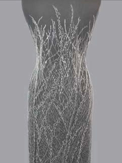 Tulle brodé de perles ivoire - EB1065