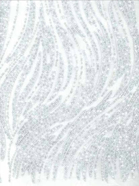 Tulle bleu ciel brodé de perles - EB1068