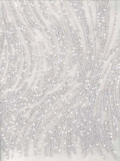 Tulle brodé de perles lavande - EB1068