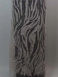 Tulle brodé de perles lavande - EB1068