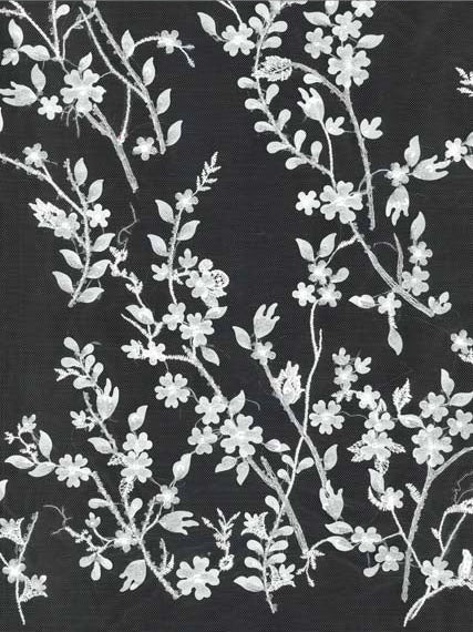 Tulle brodé de perles ivoire - EB1073