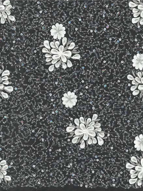 Tulle brodé de perles ivoire - EB1074