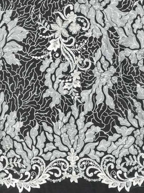 Tulle brodé de perles ivoire - EB1076