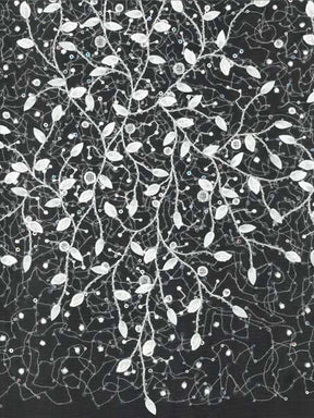 Tulle brodé de perles ivoire - EB1081