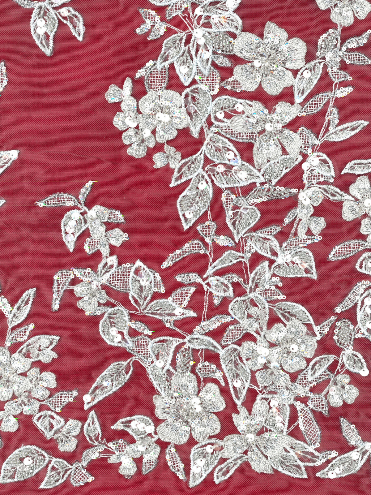 Tulle brodé de perles gris/bleu - EB1085