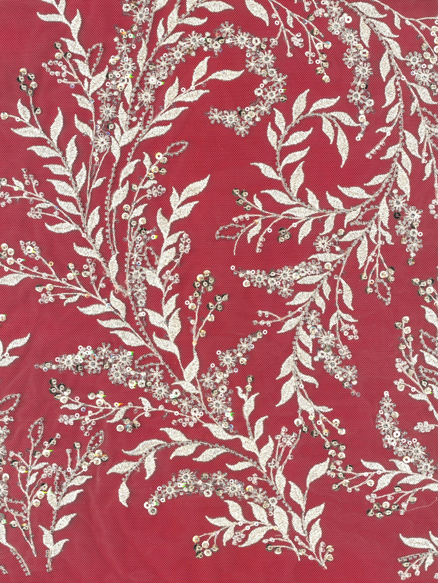 Tulle brodé de perles couleur chair/or - EB1086