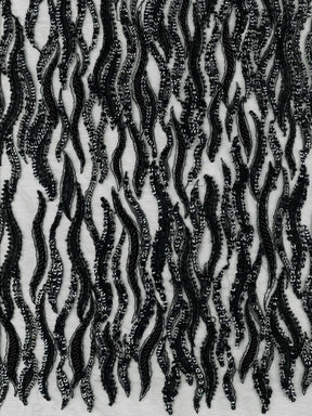 Tulle noir brodé de perles - EB1089