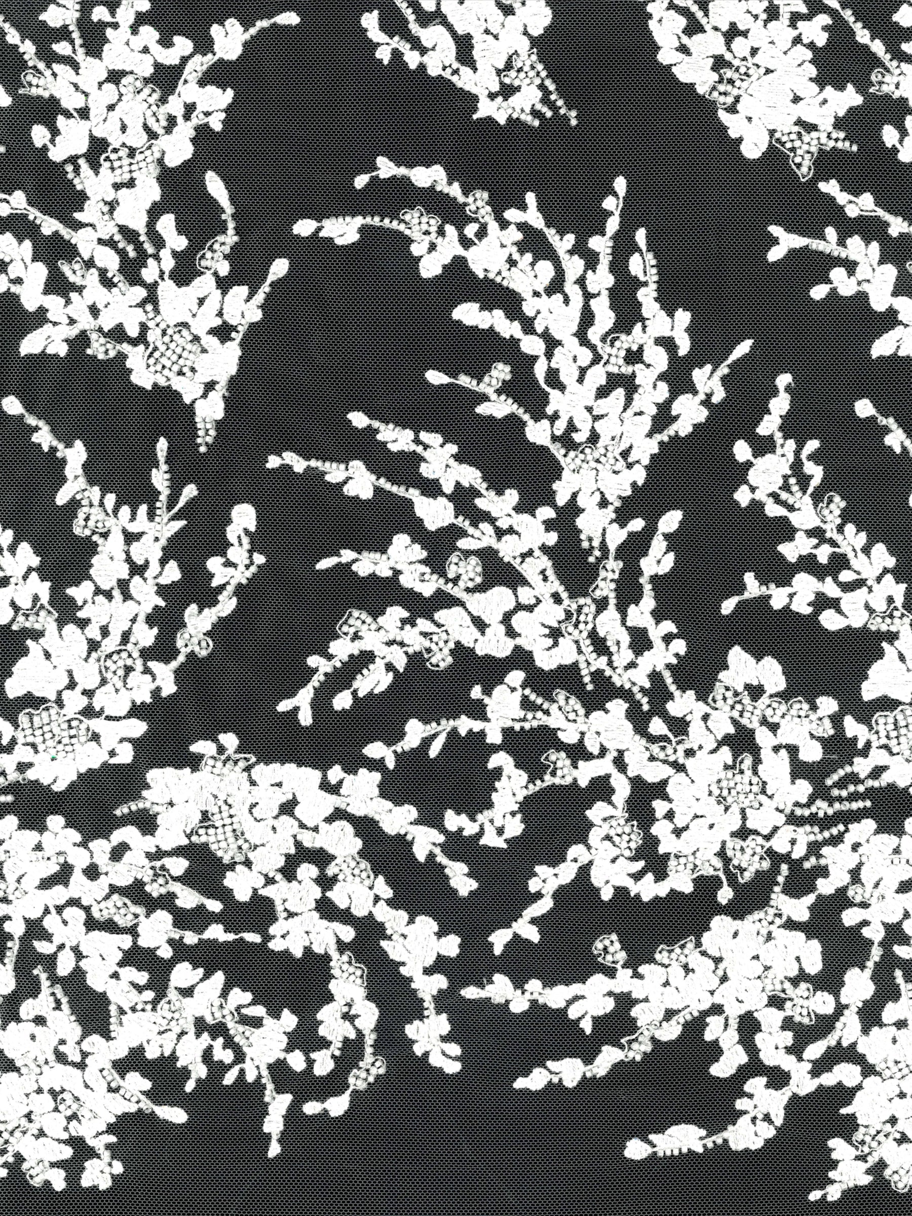 Tulle brodé de perles ivoire S - EB1093