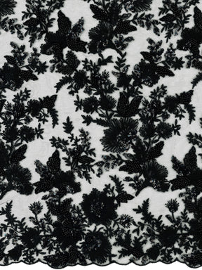 Tulle noir brodé de perles - EB1095