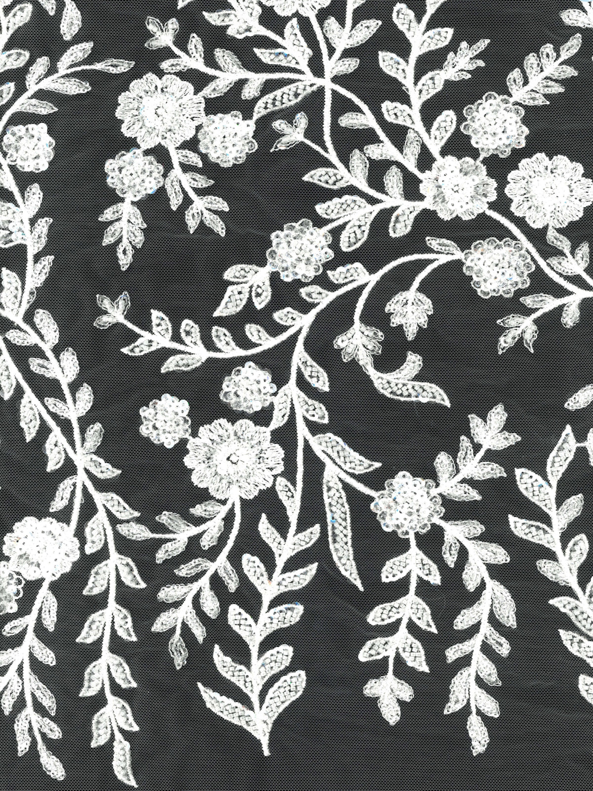 Tulle brodé de perles ivoire - EB1097