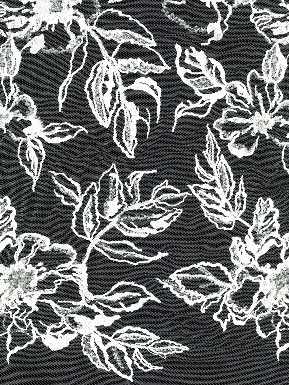 Tulle brodé de perles ivoire - EB1100