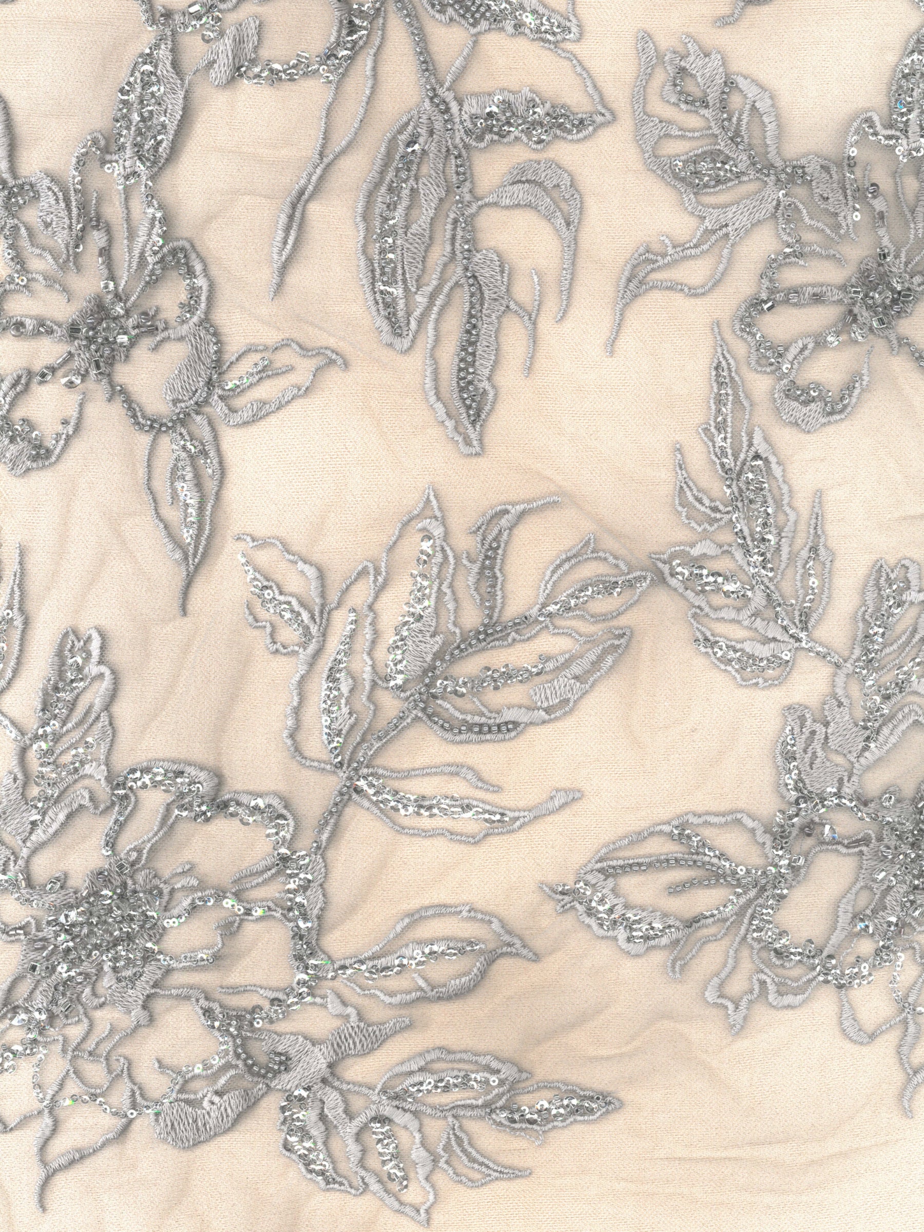 Tulle brodé de perles lavande - EB1100